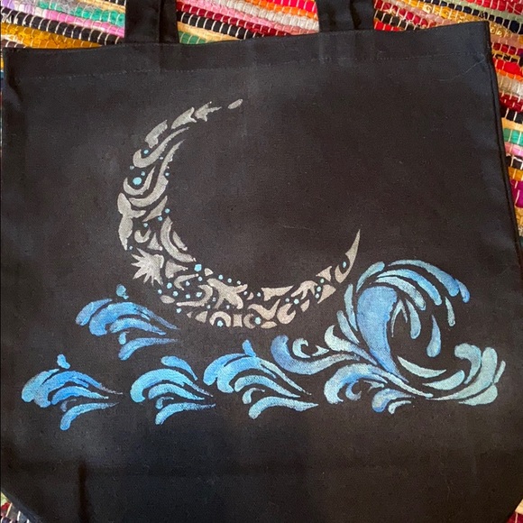 Handpainted Tote - Moon Glow - Picture 2 of 4